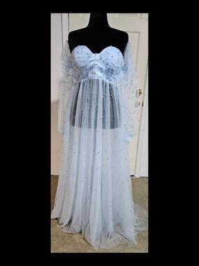 Light Blue Pregnancy Or Boudoir Photoshoot Fun Gown